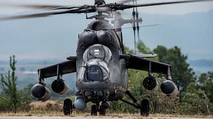 Bulgarien, Serbien, Mi-35M, Mi-35, H145M, MiG-29 Mi-35M aus Serbien, bulgarische MiG-29 und andere Fluggeräte bei der Übung Thracian Blade 2026 in Bulgarien.