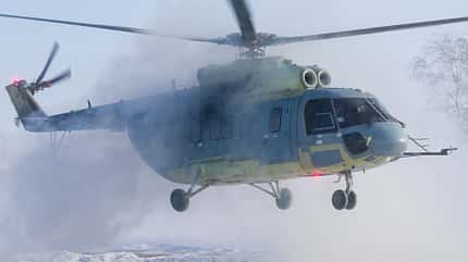 Mi-171, Mi-171A3, Mil, Russland Mi-171A3 von Russian Helicopters beim Kältetest in Jakutien.