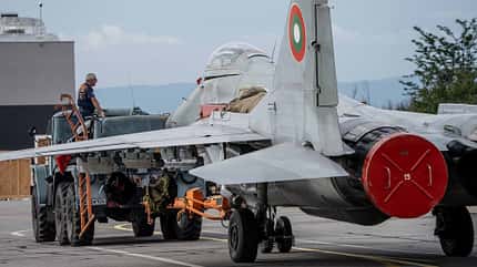 MiG-29, Bulgarien, Fulcrum, Graf Ignatiewo MiG-29 der bulgarischen Luftwaffe in Aktion.