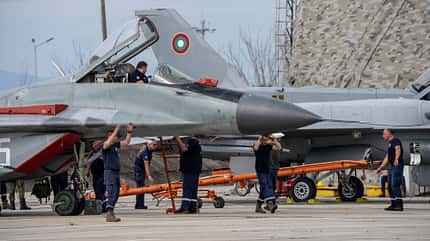 MiG-29, Bulgarien, Fulcrum, Graf Ignatiewo MiG-29 der bulgarischen Luftwaffe in Aktion.