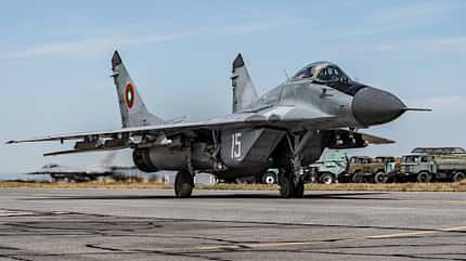 MiG-29, Bulgarien, Fulcrum, Graf Ignatiewo MiG-29 der bulgarischen Luftwaffe in Aktion.