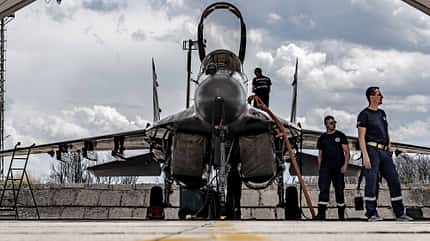 MiG-29, Bulgarien, Fulcrum, Graf Ignatiewo MiG-29 der bulgarischen Luftwaffe in Aktion.