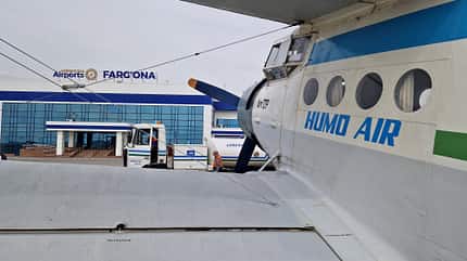 Antonov An-2, An-2P, Humo Air, UK32425, Fergana, So’x, Soch, Usbekistan, Kirgistan, Exklave, Sonderflug, Charterflug Antonov An-2P der Humo Air beim Sonderflug zwischen Fergana und der usbekischen Exklave So’x