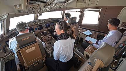 Boeing, Everett, 777-300ER, Swiss Im Cockpit einer Boeing 777-300ER für Swiss bei Boeing in Everett