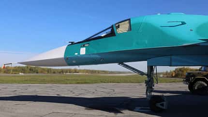 Su-34, Suchoi, Sukhoi, Flanker, Frontbomber, Russland Neue Suchoi Su-34 für Russland starten in Nowosibirsk.