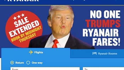 Ryanair wirbt mit Trump