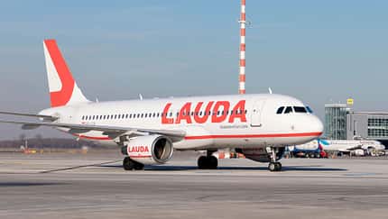 Airbus von Lauda Motion in Düsseldorf