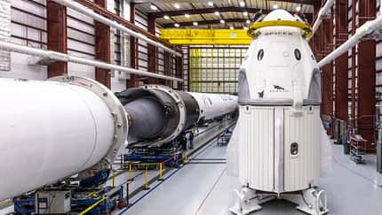 Die Kapsel Crew Dragon des privaten US-Raumfahrtunternehmens SpaceX.