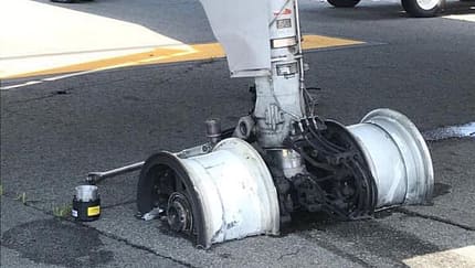 Airbus A319 schleift sich Hauptfahrwerk ab
