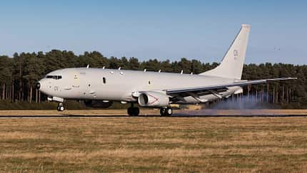 Poseidon MRA1 der RAF trifft am 4. Februar 2020 in Kinloss ein