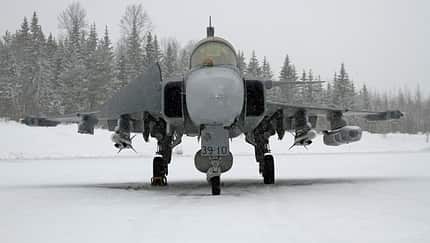 Saab Gripen E (Protoyp 39-10) in Pirkkala bei der HX-Challenge der finnischen Luftstreitkräfte.