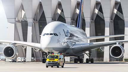 Airbus A380 der Lufthansa in Frankfurt.