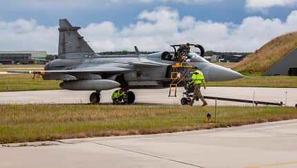 Ungarische JAS 39 Gripen fliegen bei den MAGDAYS von Jagel aus. 
