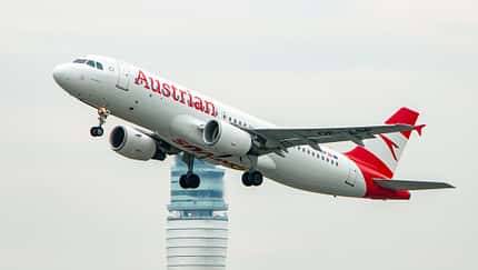 A320 der Austrian beim Start in Wien.