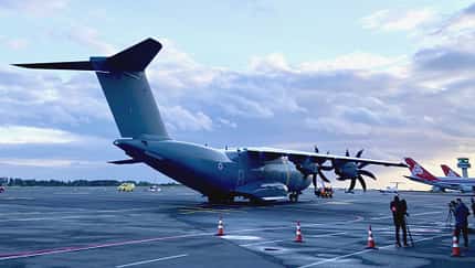 Die von Luxemburg bestellte A400M wurde am 7. Oktober 2020 nach Findel geflogen.
