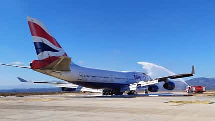 British Airways-Jumbo fängt Feuer
