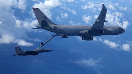 Die A330 MRTT betanken unter anderem die Boeing F-15SG Eagle der Luftstreitkräfte Singapurs.