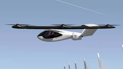 Volocopter stellt am 17. Mai 2021 sein Modell VoloConnect vor, das 100 Kilometer Reichweite bieten soll.
