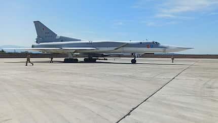 Drei Tu-22M3 der russischen Luft- und Weltraumkräfte trainierten Ende Mai 2021 von der Basis Hmeymin in Syrien aus über dem Mittelmeer.