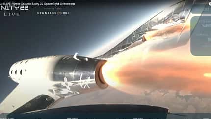 Richard Branson war am 11. Juni 2021 bei einem Testlfug des SpaceShipTwo an Bord.