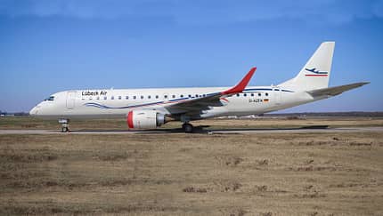  Lübeck Air hat einen Wet-Lease-Vertrag für eine Embraer E190 mit German Airways unterzeichnet.