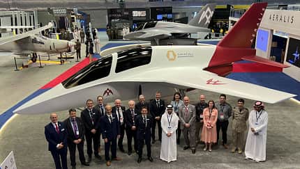Modell des Aeralis-Jettrainers auf der DIMDEX in Katar im März 2022.