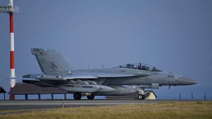 Boeing EA-18G Growler in Spangdahlem: Landung am 28. März 2022.