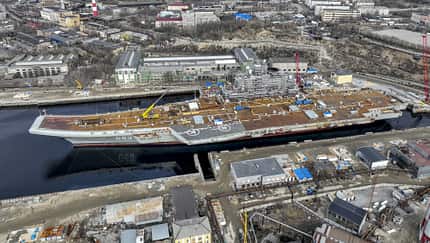 Russian aircraft carrier Admiral Kuznetsov in Murmansk