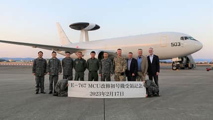 Boeing E-767 AWACS der Japan Air Self Defence Force nach der Modernisierung auf der Hanscom AFB in den USA.