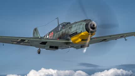 Bf109, Me109, Emil, Messerschmitt Bf109E-4, Rote 12 im Flug