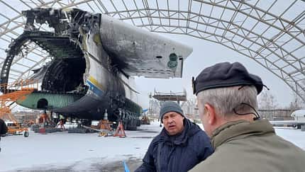 Das Wrack der An-225, Hostomel im Februar 2024