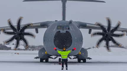 Airbus A400M Luftwaffe im Schnee von vorne