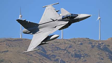 Ramstein Flag, Gripen, Saab Saab Gripen vor Windrädern