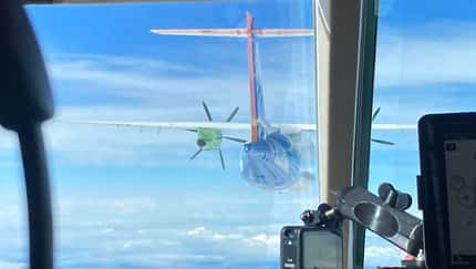 Falcon 20E schnüffelt im Turboprop-Abgas