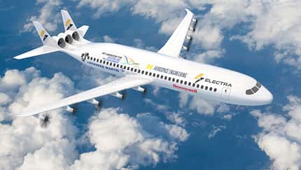 Verkehrsflugzeug-Studie mit verteilten Elektro-Antrieben Computergrafik