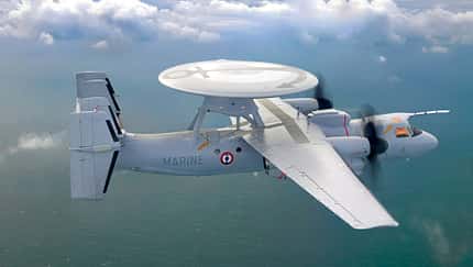 Northrop Grumman E-2D Hawkeye der Aeronavale im Flug Computergrafik