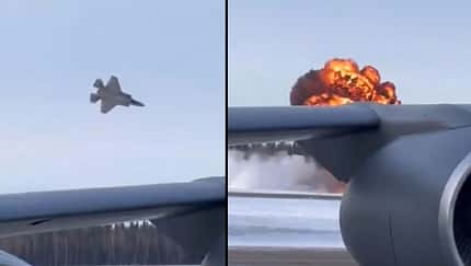 F-35 stürzt Richtung Boden in Alaska mit Feuerball (Montage)