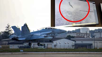 Landende EA-18G Growler und Absturz (Montage)