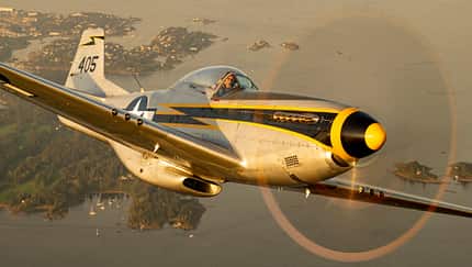 Air-to-Air Aufnahme NAA P-51 Mustang „Miss Rebel“ von Biltema