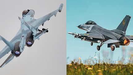 Duell am Himmel: F-16 der Ukraine gegen Russlands Su-35S.