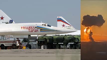Tupolew Tu-160 Blackjack und Explosion in Engels (Montage)