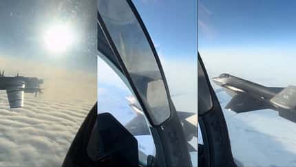 F-35 fängt Tu-95 und Su-35 ab (Screenshot-Montage)