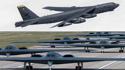 B-2 und B-52 auf dem US-Bomberstützpunkt Diego Garcia