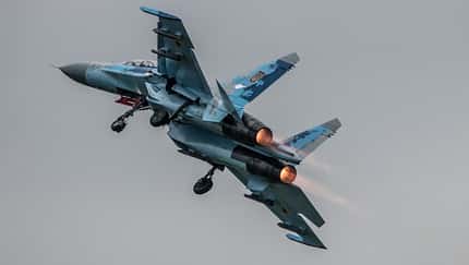 Suchoi Su-27UB der ukrainischen Luftwaffe in Aktion