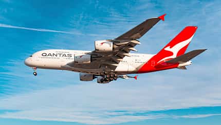 A380, Qantas, LAX Airbus A380 von Qanatas im Anflug auf den LAX