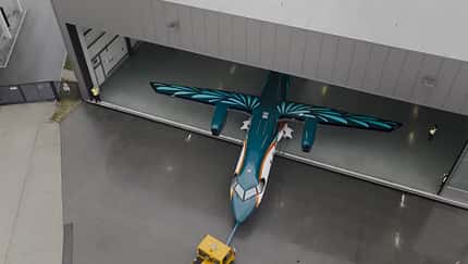 Erster Prototyp der Deutsche Aircraft D328eco beim Roll-out in Oberpfaffenhofen.
