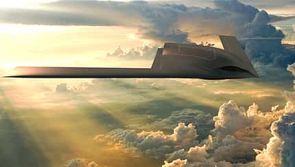 General Atomics GHOST Drohne im Flug (Computergrafik)