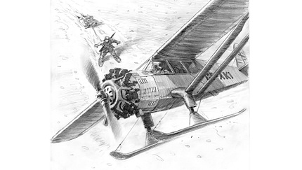 Zeichnung einer Bellanca CH­300 Pacemaker auf Verbrecherjagd