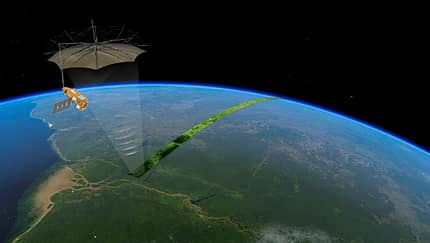 Rendering des Waldvermessungs-Satellit Biomass