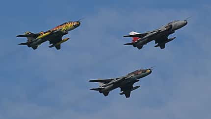 Suchoi, Su-22, Fitter, Polen Dreier-Formation Suchoi Su-22 Fitter Polen